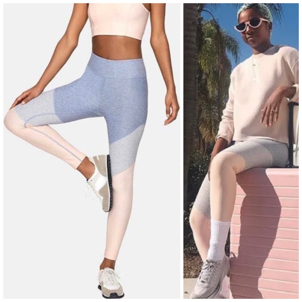 NEW Outdoor Voices Springs Colorblock 7/8 Leggings High Rise Lake Dove Rose S